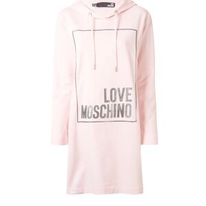Moschino Dress New NWT cherry blossom pink LOVE MOSCHINO hoodie sweatshirt sz 4